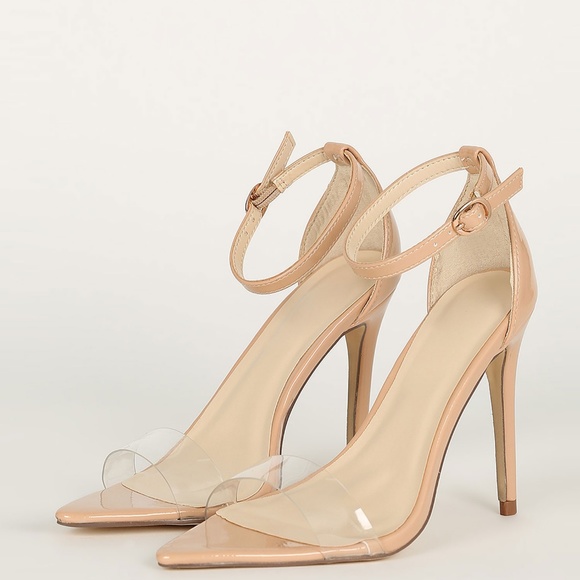NEW๐ฅ Nude Clear Open Toe Ankle Strap Heel Sandals - Picture 2 of 5